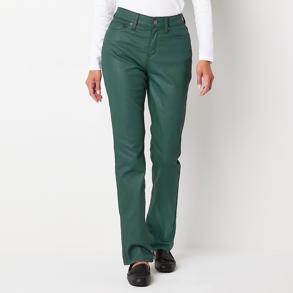 MSRP $60 St. John's Bay Womens 16 Tall Mysterious Green Mid Rise Jeans Straight